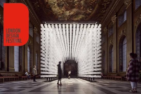 Visitors viewing an installation at London Design Festival